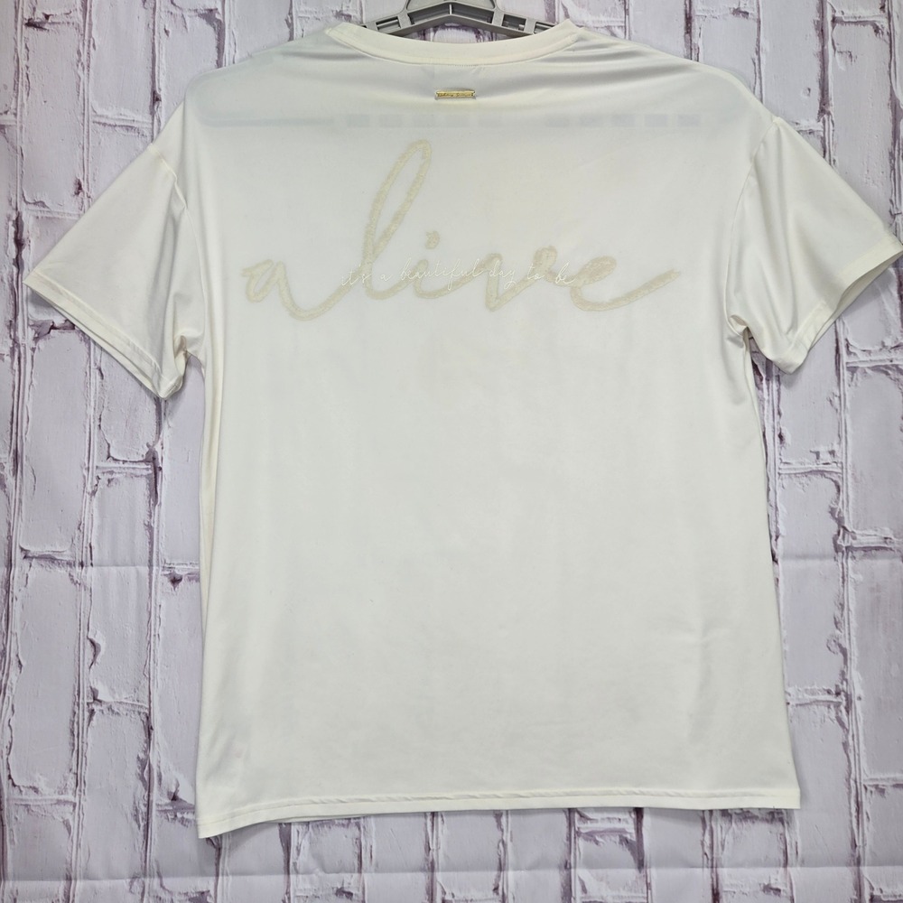 Gymshark Whitney Simmons T-Shirt Cream Alive Graphic Gym Workout Womens Medium